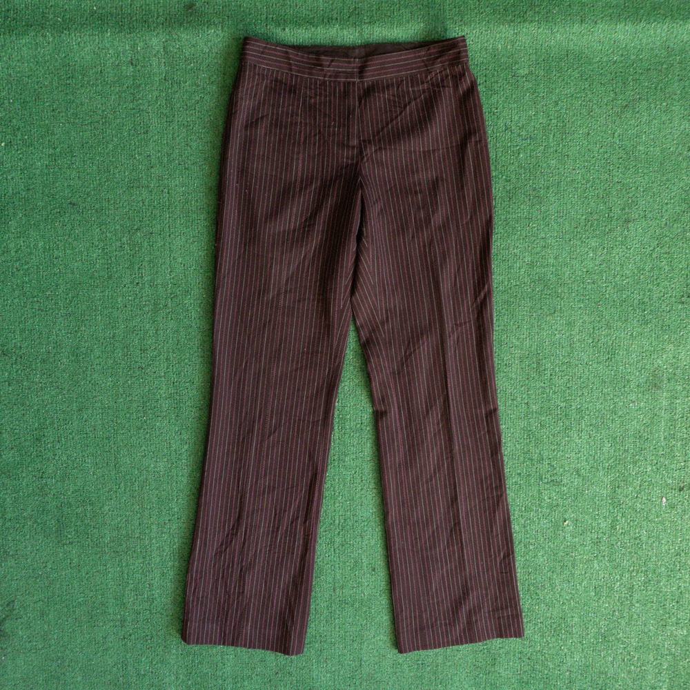 VINTAGE BROWN STRIPED STRAIGHT LEG WOMENS DRESS PANTS SZ 2